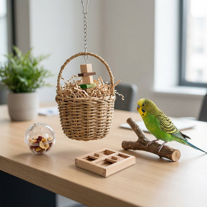 Illustration for Best Enriching Bird Foraging Toys for Happy and Mentally Stimulated Pet Birds