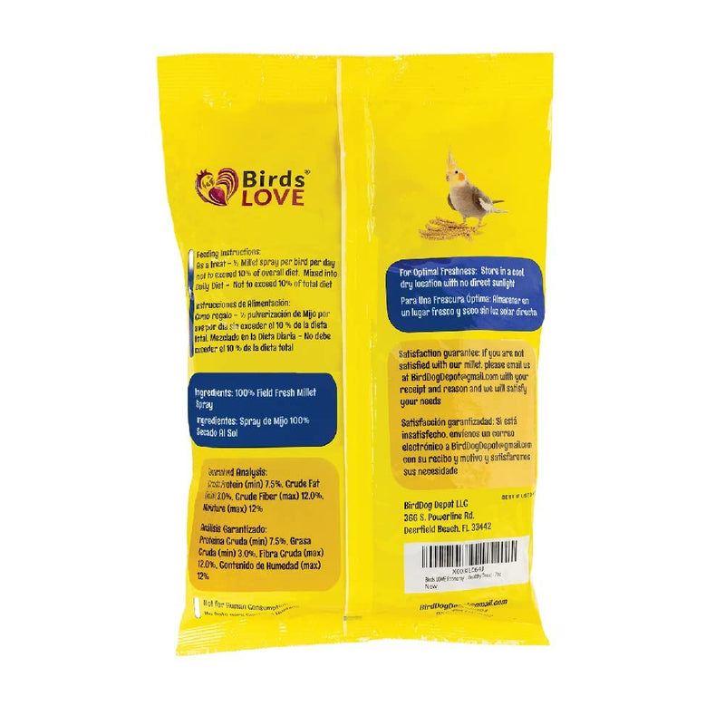 Birds LOVE Economy Special Spray Millet GMO-Free (No Stems Only Edible Tops) for Birds Cockatiel Lovebird Parakeet Finch Canary All Parrots Healthy Treat - 7oz