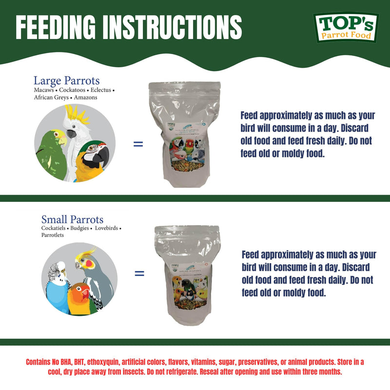 TOP's Parrot Food Marlene Mc'Cohen's USDA Certified Organic Signature Blend Bird Seed and Pellet Mix for Large Birds 2.