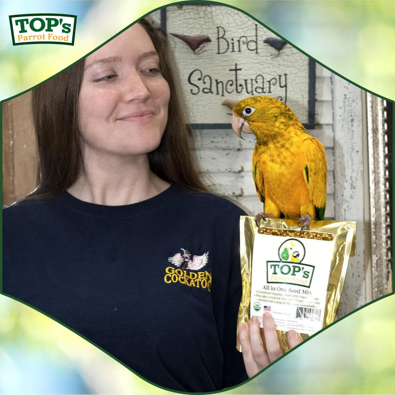 TOP's All in One Seed Mix for Large Birds, Non-GMO, Peanut Soy & Corn Free, USDA Organic Certified, 1lb