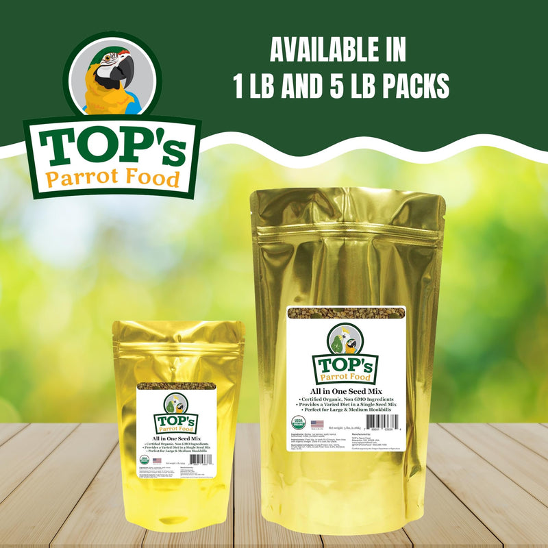 TOP's All in One Seed Mix for Large Birds, Non-GMO, Peanut Soy & Corn Free, USDA Organic Certified, 5 lb