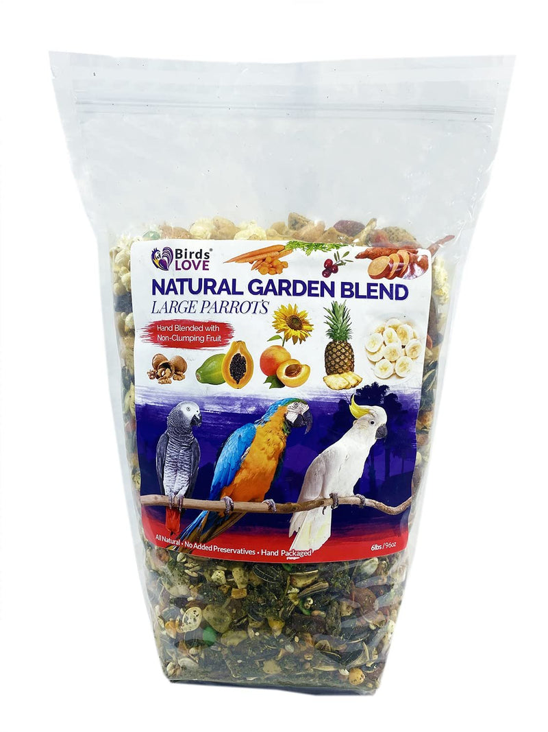 Birds LOVE Natural Garden Blend Bird Food for Small Birds, 4 lb Hand Packed in USA, All Natural Mix with Fruits, Nuts, Vegetables, Seeds & Grains for Lovebirds, Cockatiels, Budgies, Parakeets & Parrotlets