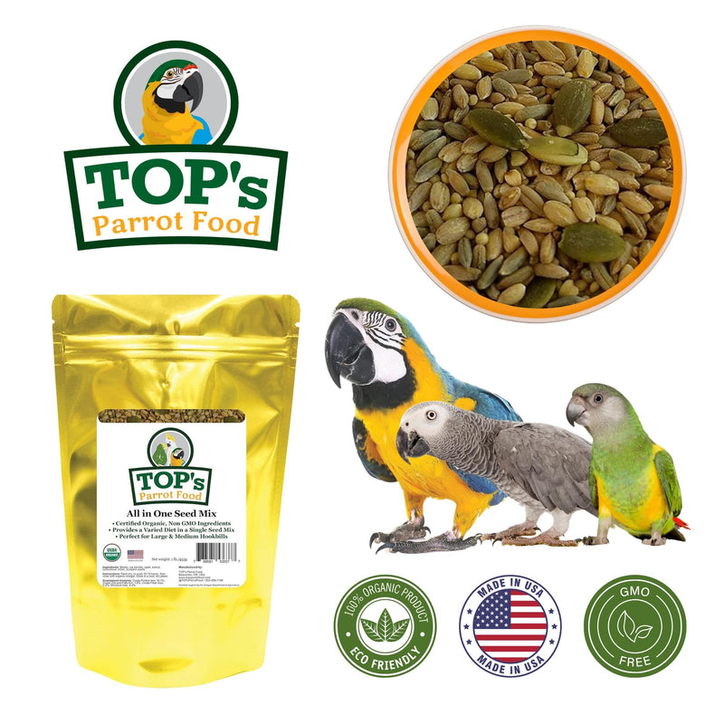 TOP's All in One Seed Mix for Large Birds, Non-GMO, Peanut Soy & Corn Free, USDA Organic Certified, 5 lb
