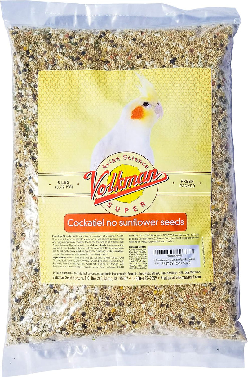 Volkman Avian Science Cockatiel No Sunflower Bird Food 8lb