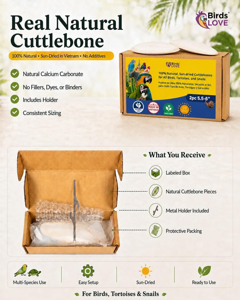 Birds LOVE Natural Cuttlebone - 2 Pack, 5.5-6"