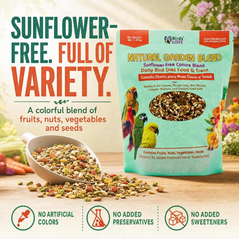 Birds LOVE Natural Garden Blend Sunflower Free Conure 4lbs