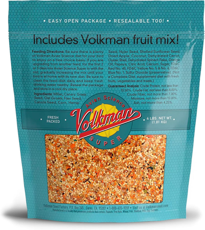 Volkman Avian Science Super Parakeet Bird Food 4lb