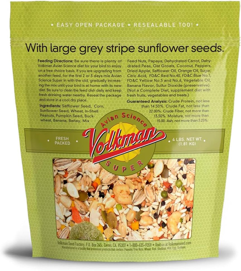 Volkman Avian Science Super Parrot Bird Food 4 lb