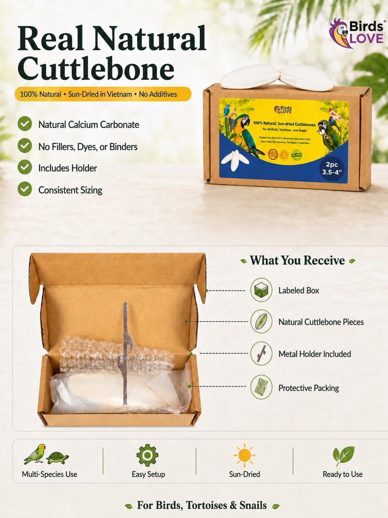 Birds LOVE Natural Cuttlebone - 6 Pack, 3.5-4"