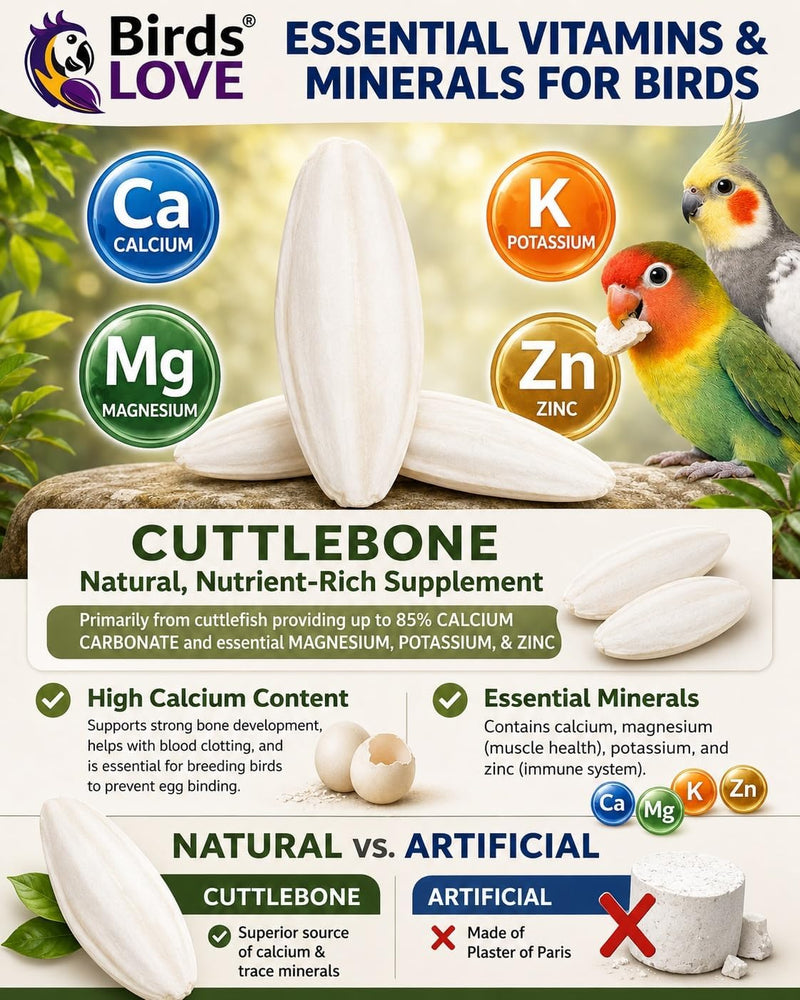 Birds LOVE Natural Cuttlebone - 4 lb bulk, 3.5-4"