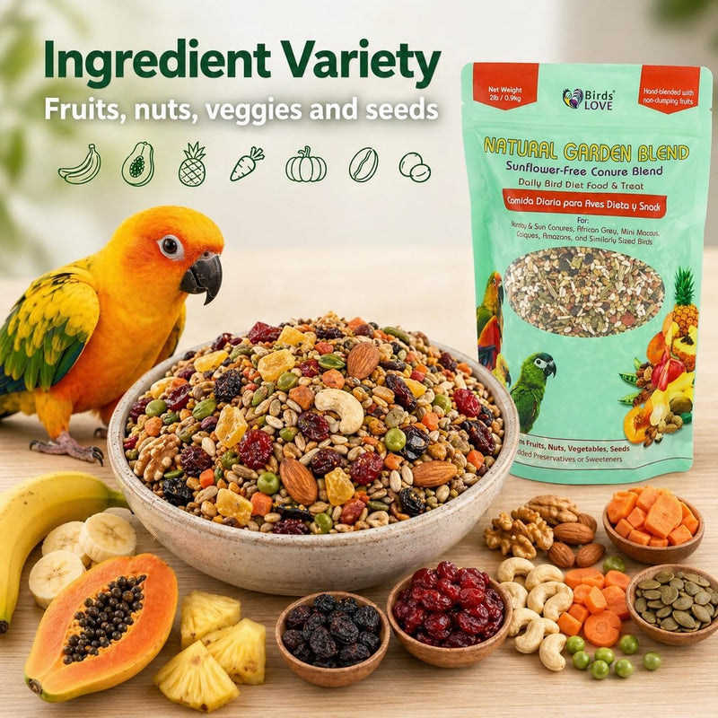 Birds LOVE Natural Garden Blend Sunflower Free Conure 2lbs