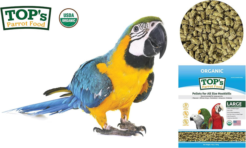 TOP's Parrot Pellets 4 lb, USDA Organic Certified, Non-GMO Bird Food for Hookbills