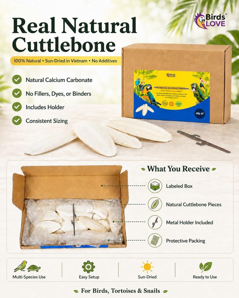 Birds LOVE Natural Cuttlebone - 4 lb bulk, 5.5-6"