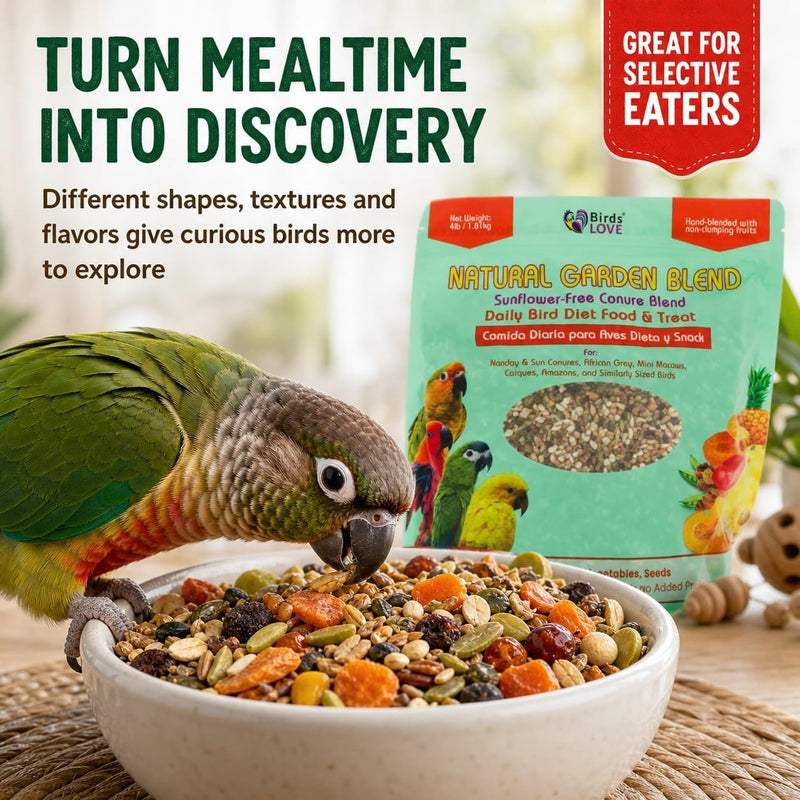 Birds LOVE Natural Garden Blend Sunflower Free Conure 4lbs