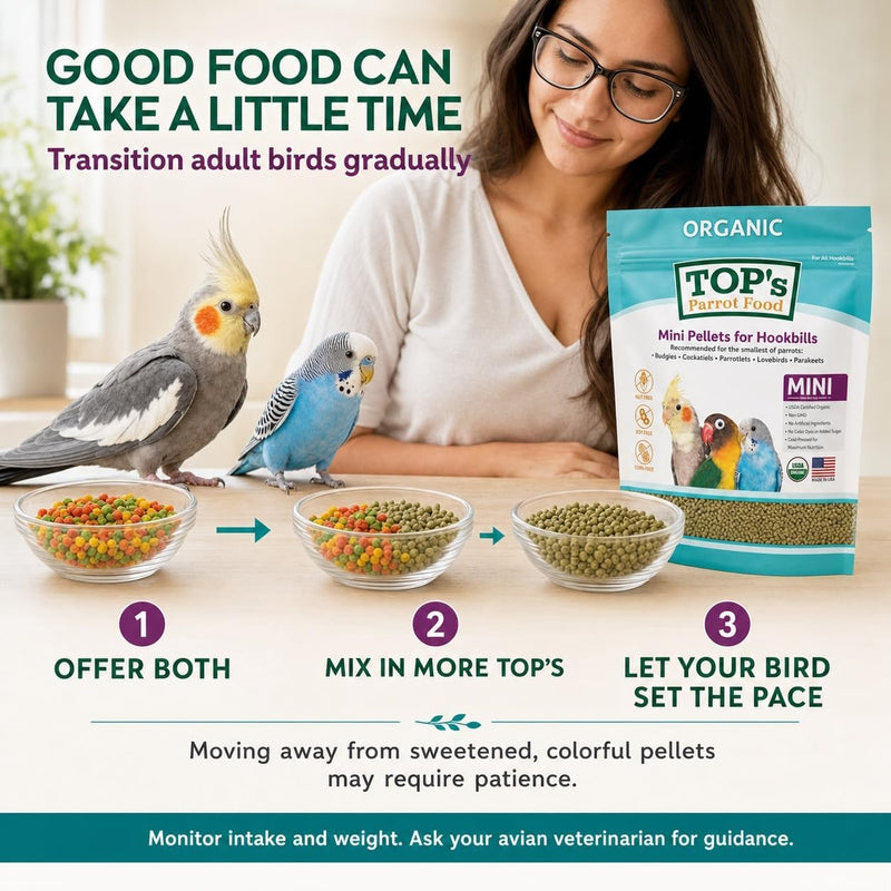 TOP's Mini Parrot Pellets 4 lb, USDA Organic Certified, Non-GMO Bird Food