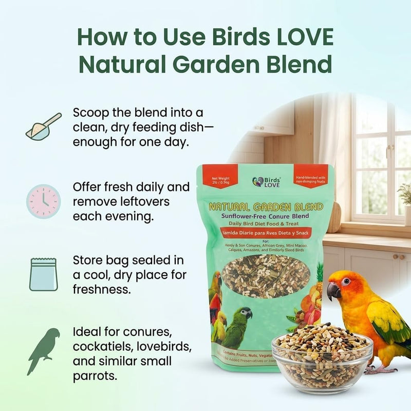 Birds LOVE Natural Garden Blend Sunflower Free Conure 2lbs