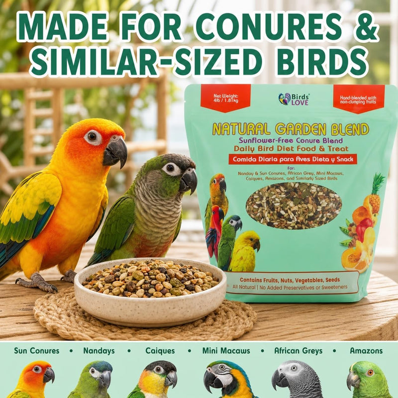 Birds LOVE Natural Garden Blend Sunflower Free Conure 4lbs