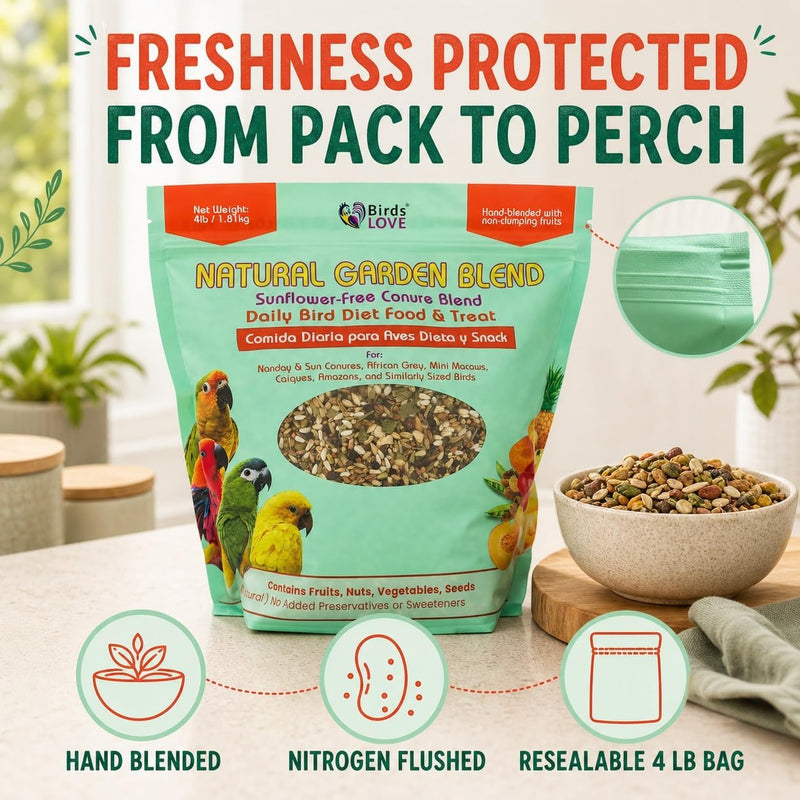 Birds LOVE Natural Garden Blend Sunflower Free Conure 4lbs