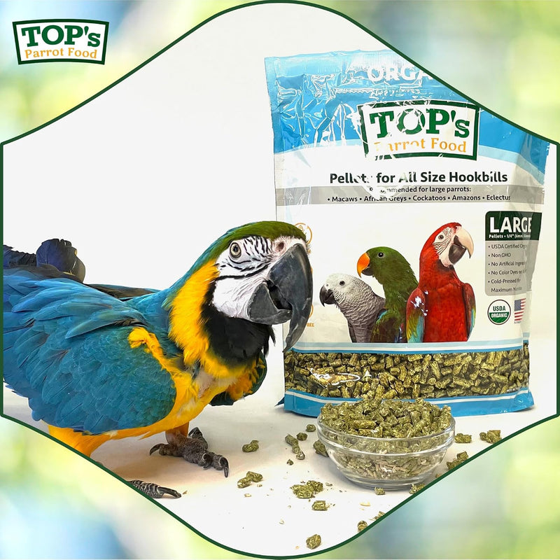 TOP's Parrot Pellets 4 lb, USDA Organic Certified, Non-GMO Bird Food for Hookbills