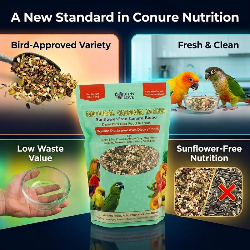 Birds LOVE Natural Garden Blend Sunflower Free Conure 2lbs