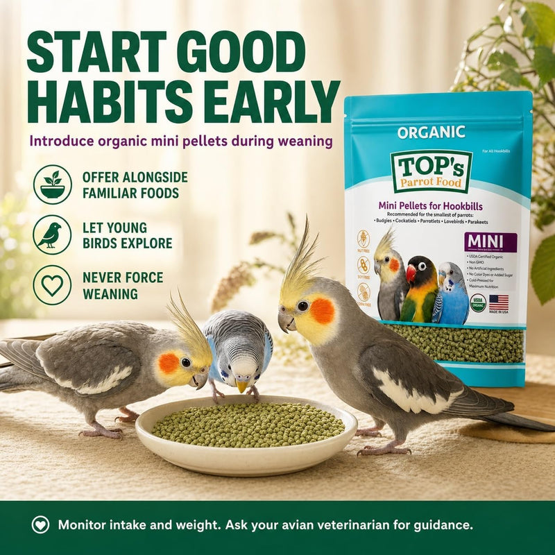 TOP's Mini Parrot Pellets 4 lb, USDA Organic Certified, Non-GMO Bird Food