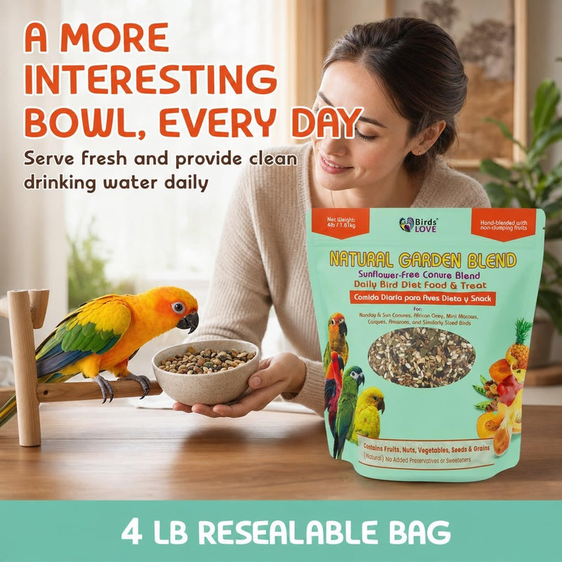 Birds LOVE Natural Garden Blend Sunflower Free Conure 4lbs
