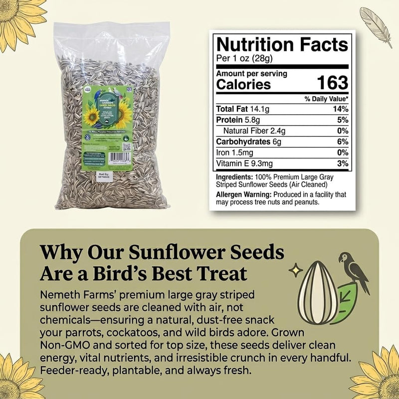 Nemeth Farms Striped Sunflower Seeds for Birds - 5 lb Bag