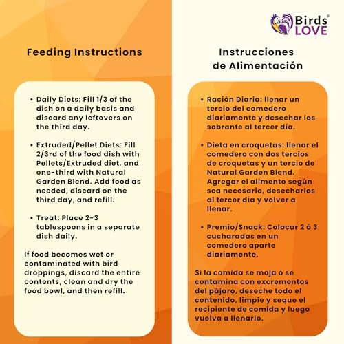 A los pájaros les ENCANTA la mezcla de alimentos naturales para aves medianas, 4 lb, mezcla de frutas, frutos secos, verduras y semillas para cacatúas ninfa, conuros, periquitos de collar y pequeños loros quaker, bolsa resellable que conserva la frescura
