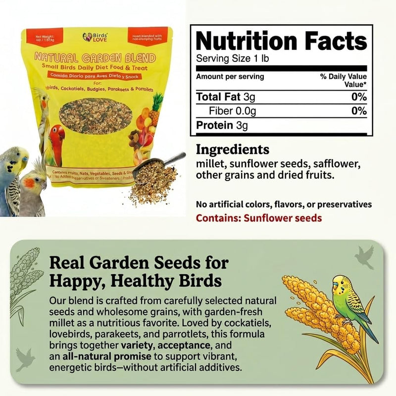 Birds LOVE Natural Garden Blend for Small Birds 4lbs