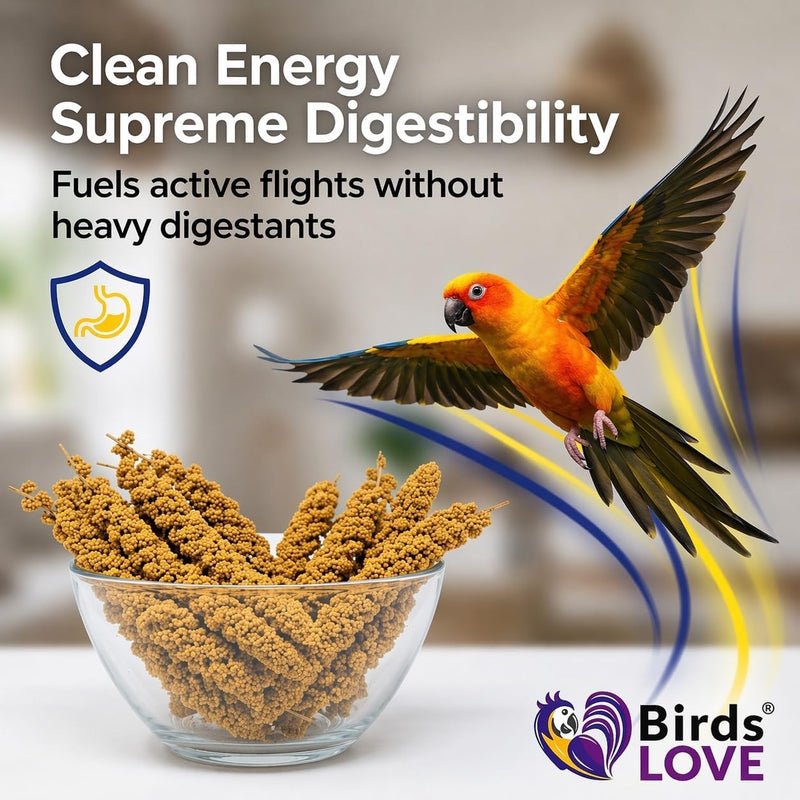 Birds LOVE Millet Tips & Tails for Birds - Spray Millet Treat, Non-GMO, USA Grown - Natural Bird Food for Parakeets, Cockatiels, Budgies, Lovebirds, Finches, Canaries & Parrots - 1 lb, 2 Pack