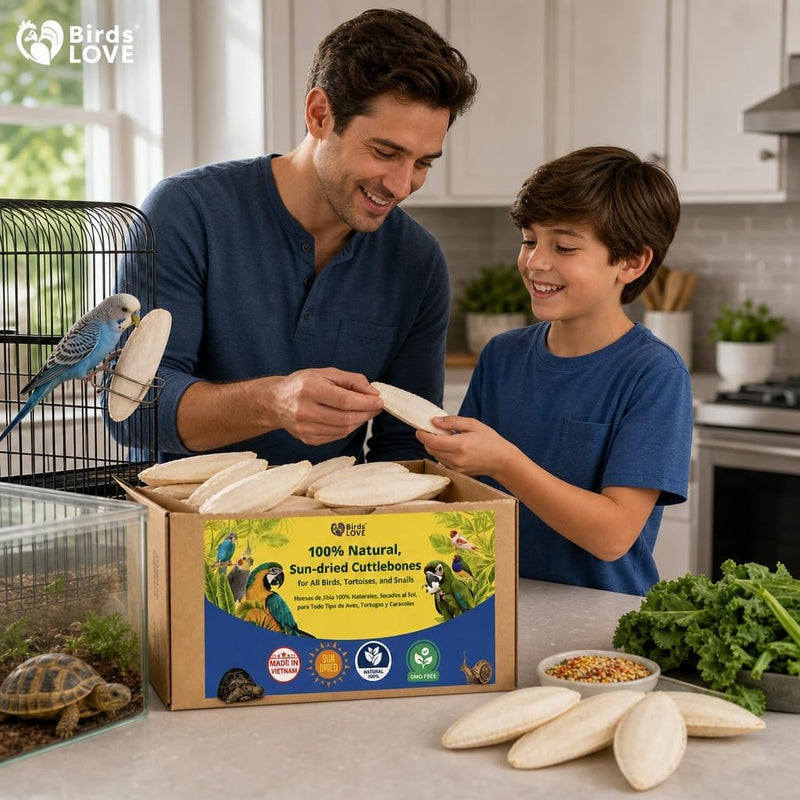 Birds LOVE Natural Cuttlebone - 12 Pack, 7.5-8"