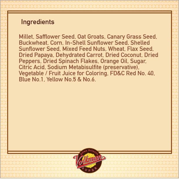 Volkman Avian Science Cockatiel No Sunflower Bird Food 4lb