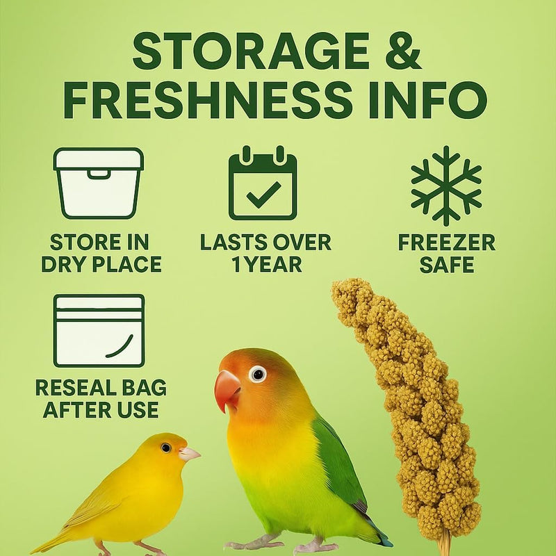 Birds LOVE 25lbs French Kissed Spray Millet for Birds - Non-GMO, Harvested & Packed in the USA - Natural Sun-Dried Millet with Stems for Parakeets, Cockatiels, Conures, Parrots & Budgies